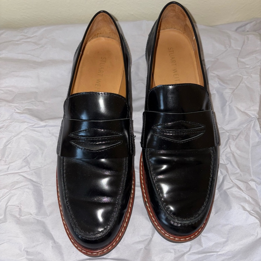 Stuart Weitzman black leather loafers
